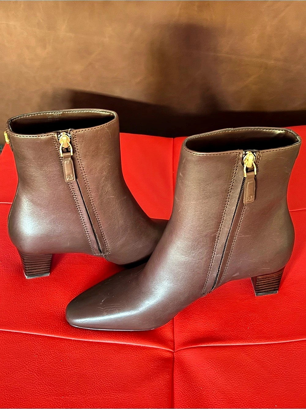 Lauren Ralph Lauren Willa Ankle Boots Brown US 5.5 NEW.
